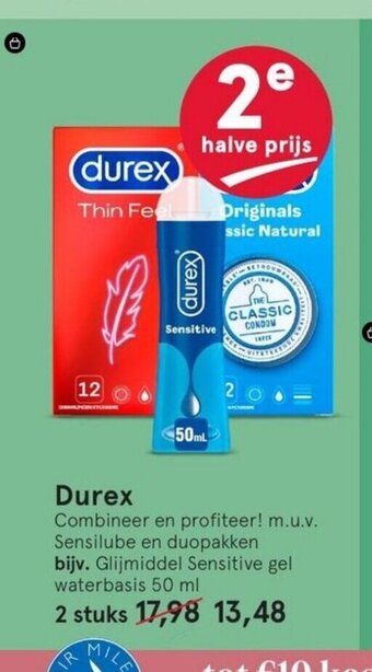 Etos Durex Glijmiddel Sensitive gel waterbasis 50 ml aanbieding