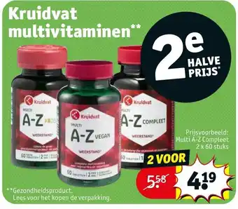 Kruidvat Multivitaminen A-Z compleet 2 x 60 stuks aanbieding