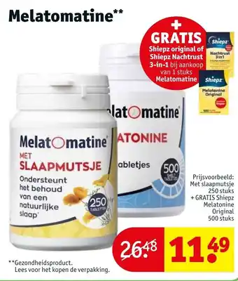 Kruidvat Melatomatine met slaapmutsje 250 stuks aanbieding