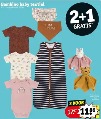 Kruidvat Bambino baby textiel pyjama, romper 2-pak en knuffeldoek aanbieding