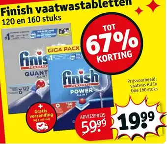 Kruidvat Finish vaatwas all in one 160 stuks aanbieding