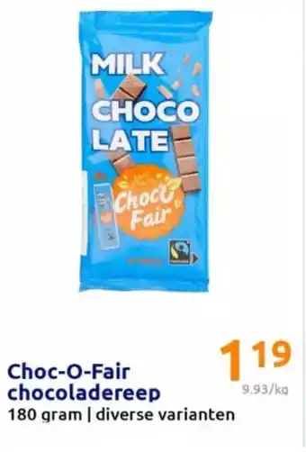 Action Choc-O-Fair chocoladereep 180 gram aanbieding