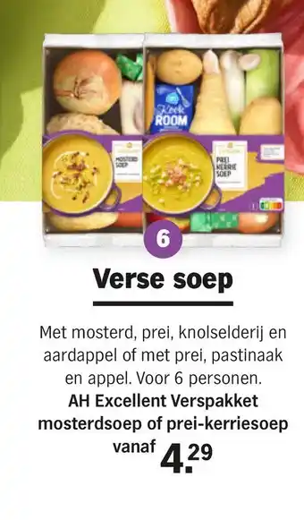 Albert Heijn Ah excellent verspakket mosterdsoep of prei-kerriesoep aanbieding