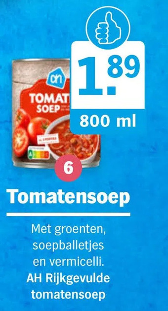 Albert Heijn Ah rijkgevulde tomatensoep aanbieding