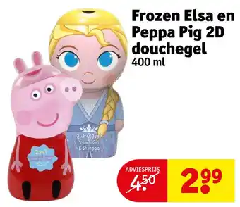 Kruidvat Frozen elsa en peppa pig 2d douchegel aanbieding