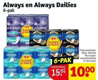 Kruidvat Always en always dailies aanbieding