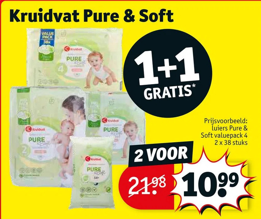 Kruidvat pure & soft aanbieding bij Kruidvat