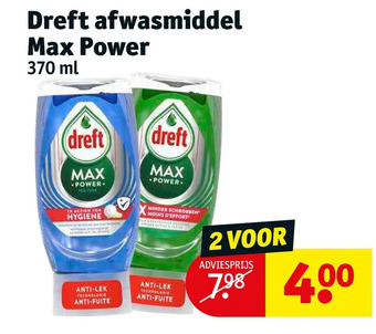 Kruidvat Dreft afwasmiddel max power aanbieding