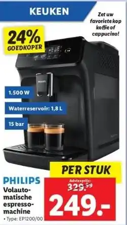 Lidl Philips volautomatische espressomachine • type: ep1200/00 aanbieding