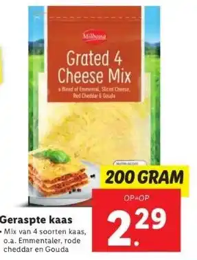 Lidl Geraspte kaas aanbieding