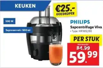 Lidl Philips sapcentrifuge viva aanbieding