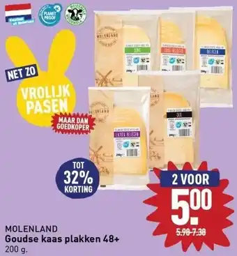 ALDI Molenland goudse kaas plakken 48+ 200 g. aanbieding