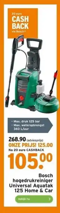 GAMMA Bosch hogedrukreiniger universal aquatak 125 home & car aanbieding