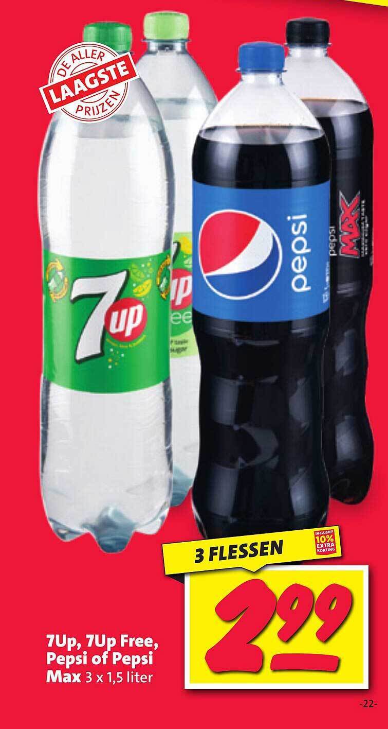 7up, 7up free, pepsi of pepsi max aanbieding bij Nettorama