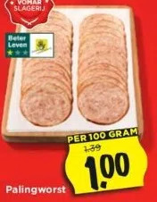 Vomar Voordeelmarkt Palingworst aanbieding