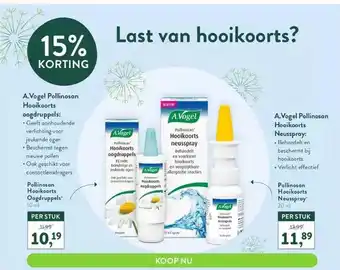 Holland & Barrett A.vogel pollinosan hooikoorts oogdruppels of a.vogel pollinosan hooikoorts neusspray aanbieding