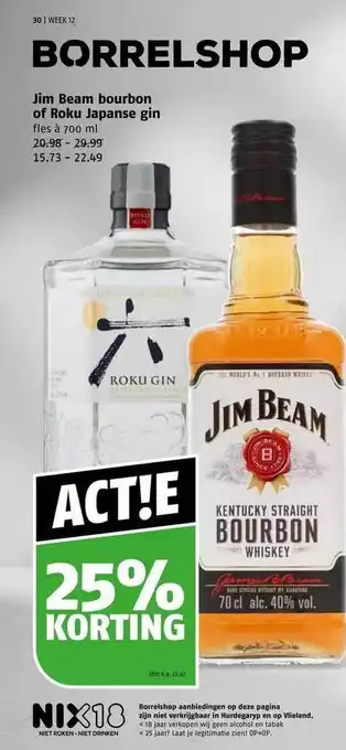 Poiesz Jim beam bourbon of roku japanse gin aanbieding