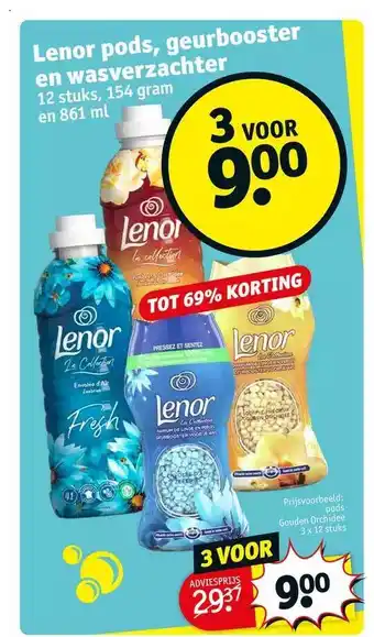 Kruidvat Lenor pods, geurbooster en wasverzachter aanbieding