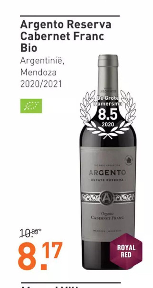 Gall & Gall Argento Reserva Cabernet Franc Bio aanbieding
