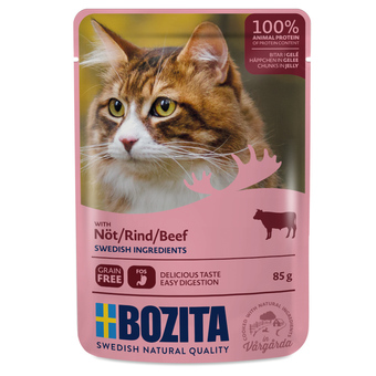 Zooplus 12x85g stukjes in gelei pouch rund bozita kattenvoer aanbieding