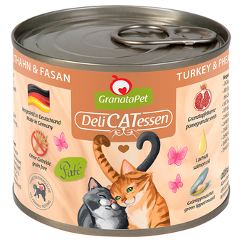 Zooplus 6x200g granatapet delicatessen kalkoen & fazant kattenvoer aanbieding