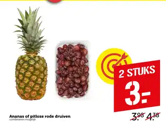 Coop Ananas of pitloze rode druiven aanbieding