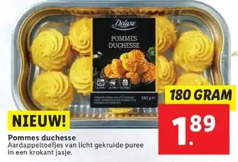 Lidl Pommes duchesse aardappeltoefjes van licht gekruide puree in een krokant jasje. aanbieding