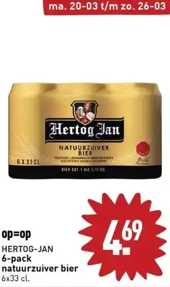 ALDI Hertog-jan 6-pack natuurzuiver bier aanbieding