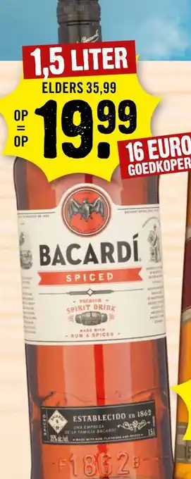 Dirck 3 Bacardí spiced 1.5 liter aanbieding