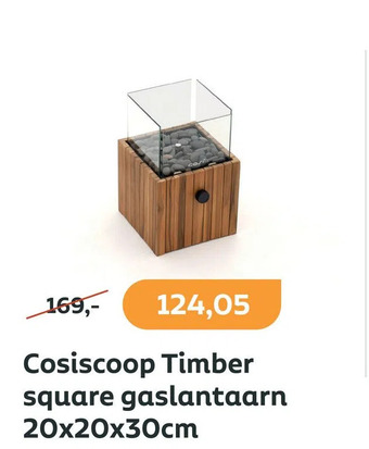 Kees Smit Cosiscoop timber square gaslantaarn 20x20x30cm aanbieding