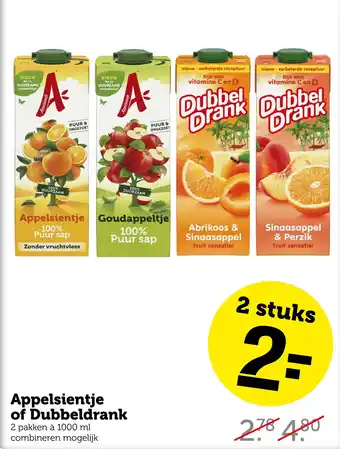 Coop Appelsientje of dubbeldrank aanbieding