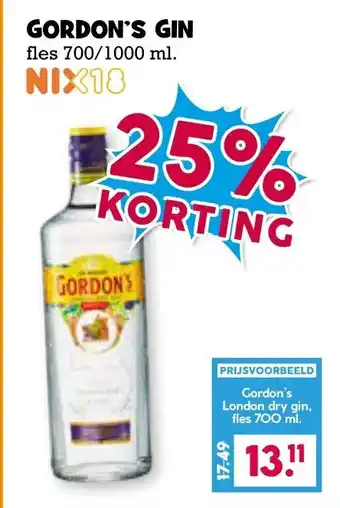 Boon`s Markt Gordon's gin aanbieding