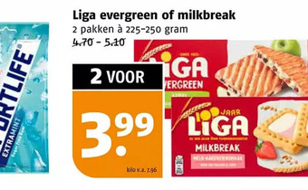 Poiesz Liga evergreen of milkbreak aanbieding