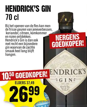 Dirck 3 Hendrick's gin 70cl aanbieding