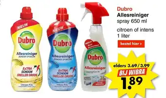 Wibra Dubro allesreiniger spray 650ML aanbieding