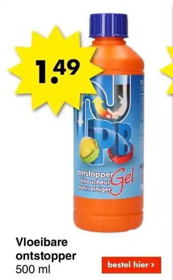 Wibra Vloeibare ontstopper 500 ml aanbieding