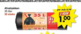 Wibra Afvalzakken 35 liter 30 stuks aanbieding