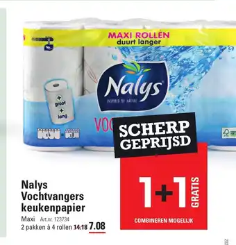 Sligro Nalys Vochtvangers keukenpapier 2 pakken a 4 rollen aanbieding