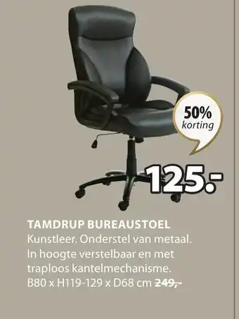 Jysk Tamdrup Bureaustoel B80xH119-129xD68 cm aanbieding