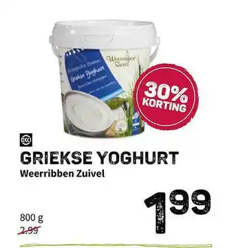 Ekoplaza Griekse Yoghurt Weerribben Zuivel 30% Korting aanbieding