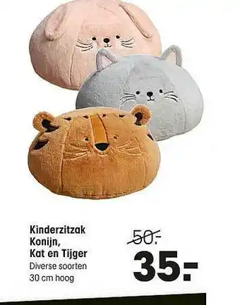 Kwantum Kinderzitzak Konijn, Kat En Tijger aanbieding