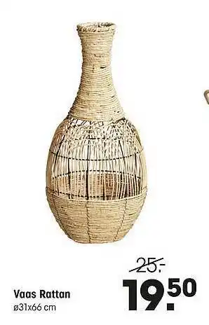 Kwantum Vaas Rattan ø31x66 Cm aanbieding