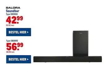 Makro Salora Soundbar SB0680 Of SB0880 aanbieding