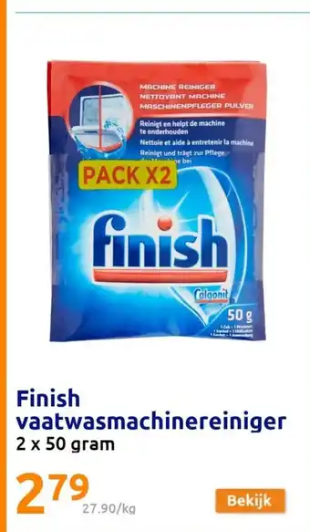 Action Finish vaatwasmachinereiniger 2x50 gram aanbieding