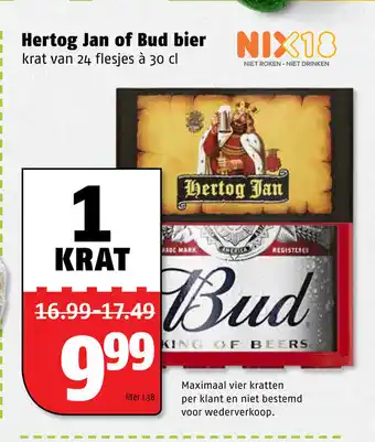 Poiesz Hertog Jan of Bud bier 24*300 ml aanbieding