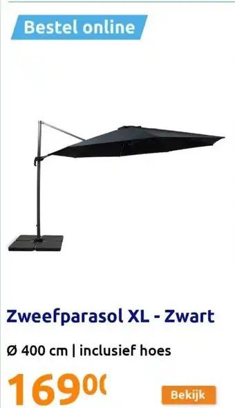 Action Zweefparasol XL - zwart 400cm aanbieding