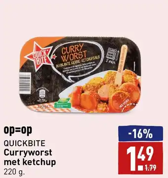 ALDI Quickbite curryworst met ketchup 220g aanbieding