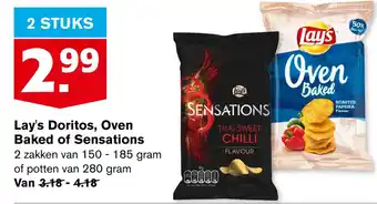 Hoogvliet Lay's doritos, oven baked of sensations aanbieding