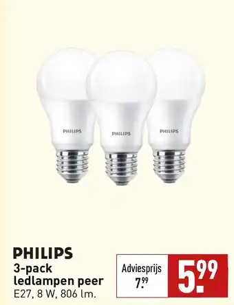 ALDI Philips 3-pack ledlampen peer aanbieding