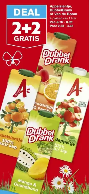 Hoogvliet Appelsientje, dubbeldrank of van de boom 1 liter aanbieding